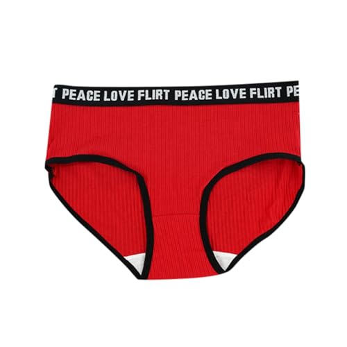 Unterhosen Damen Baumwolle Unterwäsche Slip modische und sexy Taille, Taillenstraffung und Gesäßstraffung für Mädchen Compatible with Motorrad Unterwäsche Herren Winter (Red, S)