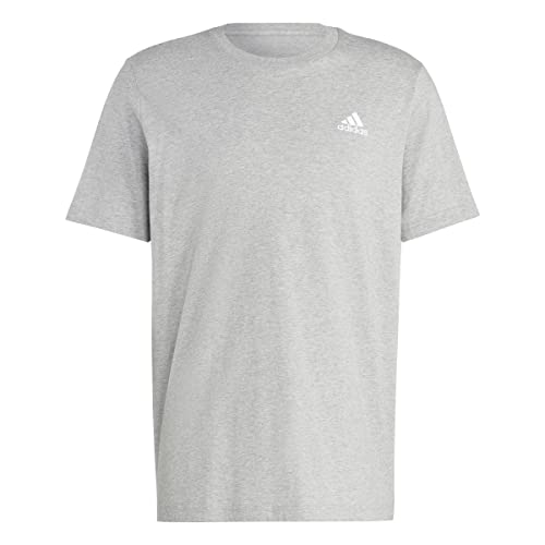 Adidas, Essentials Single Jersey Embroidered Small Logo, T-Shirt, Mittelgraues Heather, S, Mann