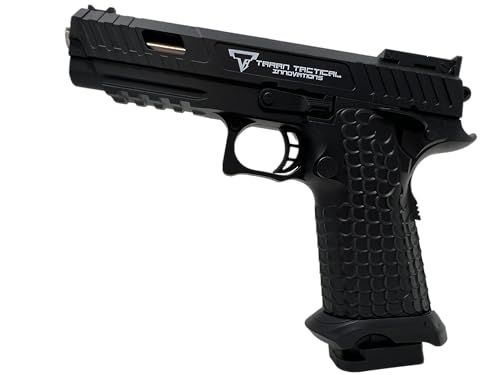 Seilershop Softair Pistole PQ7 6mm Federdruck < 0,5J – Maßstab 1:1 – Detailgetreuer Nachbau mit Schlittenfang – 300g Gewicht – Magazin 24 Schuss – Hop-Up – Schwarz
