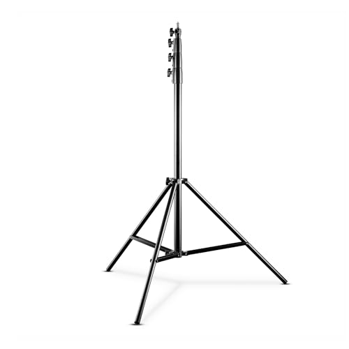 Walimex pro AIR 380 Deluxe Lampenstativ 380cm - Lichtstativ mit Luftfederung, Höhe max 380cm, 15 kg Traglast, sehr hoch und stabil, Aluminium Leuchtenstativ für Fotografie Studio Outdoor