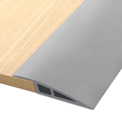 Hengrongshen PVC Türschwellen Leiste, 1M * 5CM Übergangsprofil Selbstklebend, Übergangsleiste Boden Höhenausgleich Abdeckleiste für Parkettböden Laminate Schwellen (Grau, für 5mm bis 10mm)