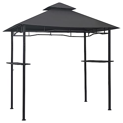 vidaXL BBQ Pavillon Doppeldach Grillpavillon Gartenpavillon Garten Überdachung Grillhaus Raucherpavillon Gartenmöbel 240x150x255cm Anthrazit Stahl