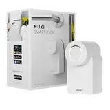 Nuki Smart Lock (2023), smartes Türschloss mit Matter für schlüssellosen Zutritt ohne Umbau, elektronisches Türschloss Macht das Smartphone zum Schlüssel, weiß