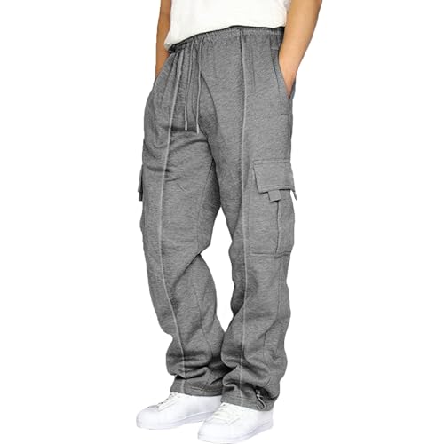 EMAlusher Arbeitshose Herren Lang Schwarz, Cargohose Herren Lang, Sommerhose Mit Taschen Laufhose Freizeit Pants Chinohose Männer Streetwear Freizeithose Funky Chino Hose Outdoorhose Sporthose