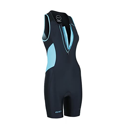 ZONE3 Activate Damen Triathlon-Anzug mit Innen-BH und Tri-Lite-Einteiler, ärmellos, Schwarz mit Blau, 36