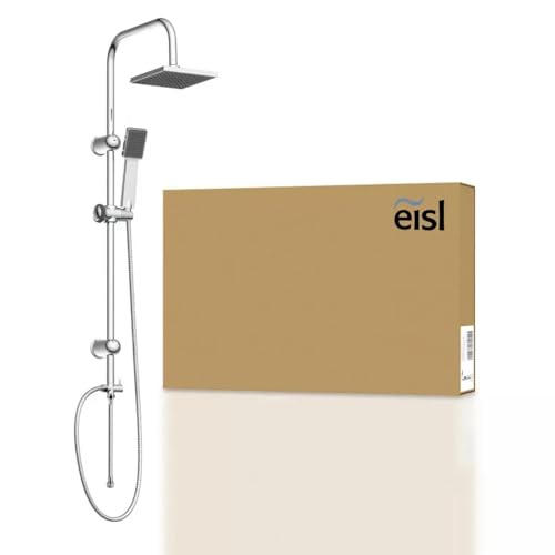 EISL EASY ENERGY Duschset, Duschsystem ohne Armatur 2 in 1 mit großer Regendusche (176 x 176 mm) und Handbrause, Regendusche ohne Armatur ideal zum Nachrüsten, komplettes Montageset DX12004-A