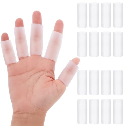 16 Stück Silikon Fingerschutz Gel Fingerlinge Finger Verband Fingerschutz Unterstützung für Fingerarthritis Fingerknacken Handekzeme Golf Basketball