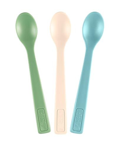 nip Green Öko Babylöffel ab 4 Monate, extra schmale Fütterlöffel, spülmaschinengeeignet, perfekt für Beikoststart, BPA-frei, ohne Melamin, nachhaltig, 3er Set, grün/beige/blau