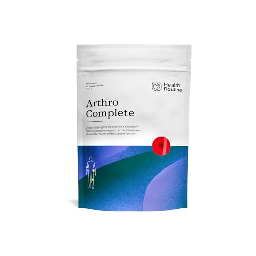 Health Routine Arthro Complete — Unterstützung eines gesunden Bewegungsapparates — Nahrungsergänzungsmittel mit Curcumin, Boswelliasäure & Glucosamin + Chondroitin — 180 Kapseln