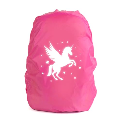 Capaneus Einhorn Regenschutz Schulranzen, Step by Step Regenschutz, Reflektierender Rucksack Überzug Regenschutz, Schultaschenhülle mit Einhorn für Jungen Mädchen Schulanfänger