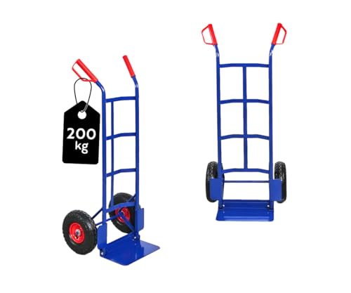 PROREGAL Sackkarre Odin | HxBxT 115x54,5x44,5cm | Tragkraft 200kg| Lufträder | Stahlrahmen | Blau | Transportkarre Staplerkarre klappbar