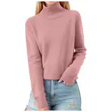 Generisch Sweatshirt Damen Pullover Langarm Damen Leichter, Langärmeliger Rollkragenpullover, Klassischer Schnitt Pulloverkleid Damen XXL Rollkragenpullover Damen