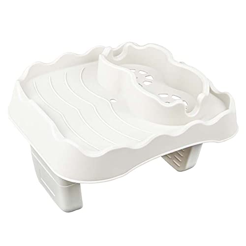 Whirlpool-Tischtablett, verstellbarer Whirlpool-Beistelltisch mit rutschfestem Getränkehalter, passend für aufblasbare Spa/Pool/Badewanne, Whirlpool-Zubehör, Beige