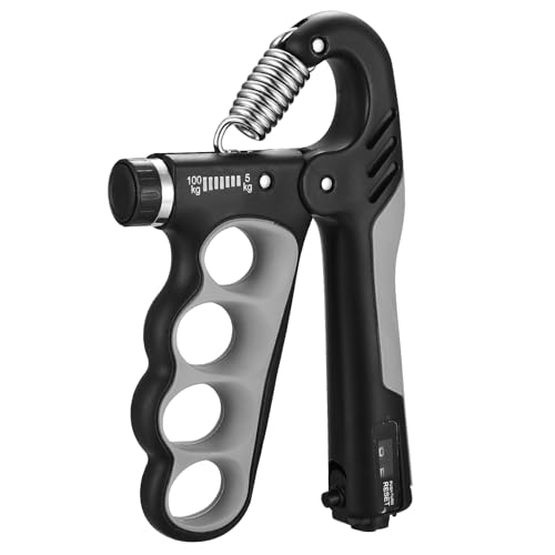 Griffstärker, 5–100 kg, verstellbarer Handgreifer, Unterarmstärker, Workout-Set, Fingerstärker, für Finger, Unterarm, Training, Grau
