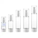 5 Stück Airless Pumpspender Pumpspender Creme Spender 15ml/30ml/50ml/80ml/100ml Pumpflasche,Reiseflaschen zum Befüllen,Kosmetikflaschen zum Befüllen Leer Lotion Pumpflasche für Reise Home Verwendung