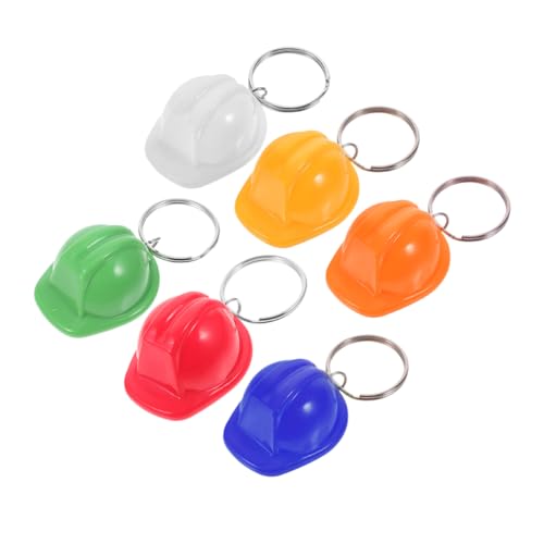 ERINGOGO 6 Stück Bauhut-Schlüsselanhänger Mini-Bauornamente Miniatur-Bau-Hüte- schlüsselanhänger für lustiger schlüsselanhänger Kinderparty Gefälligkeiten Schutzhelm Metall