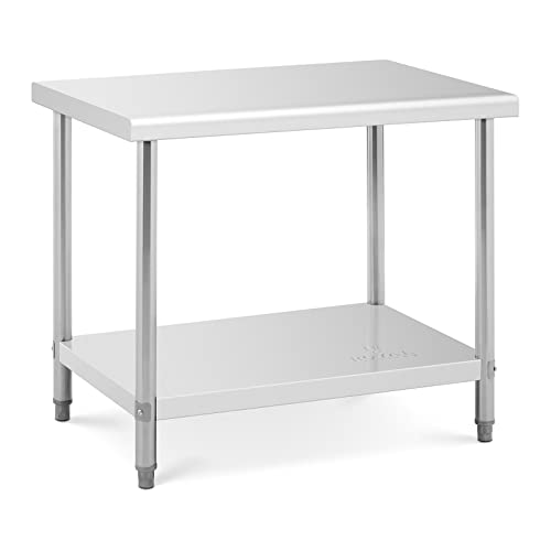 Royal Catering RCAT-100/70-NW Arbeitstisch Edelstahl Küche Edelstahltisch 100 x 70 x 85 cm höhenverstellbar