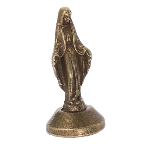 EXQUIMEUBLE Miniaturisierte Statue Der Jungfrau Aus Messing Religiöse Skulptur Für Schreibtisch Klassische Dekoration Für Zuhause Büro Auto Und Andachtsorte Langlebig Und Detailreich
