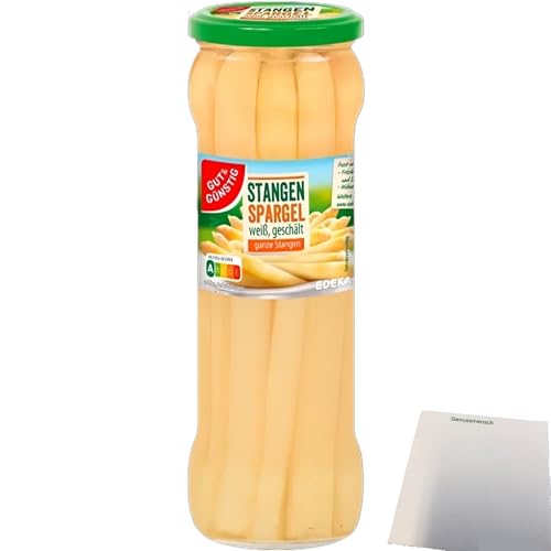 Gut&Günstig Stangenspargel weiß im Glas (330g Glas) + usy Block
