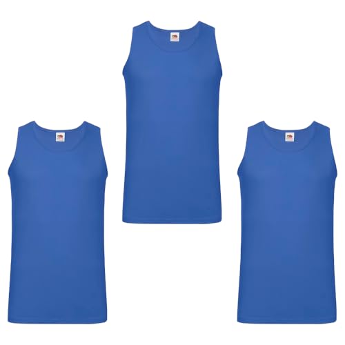 GIDUTEX Herren Unterhemd Athletic by Fruit of The Loom S - 5XL 3er Pack (DE/NL/SE/PL, Alphanumerisch, S, Regular, Regular, 3, Royal)