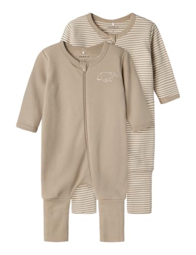 NAME IT Baby-Unisex NBNNIGHTSUIT 2P Zip FF Y/D CORE 2 NOOS Schlafanzug, Pure Cashmere, 86 (2er Pack)