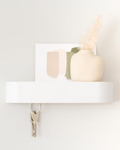 Kazai. Schlüsselbrett 'Fyndig' | Minimalistisches Schlüsselhaken-Design aus Berlin | Moderner Schlüsselhalter mit Ablage aus Holz | Schlüsselregal als Flur Möbel für die Wand | Weiß