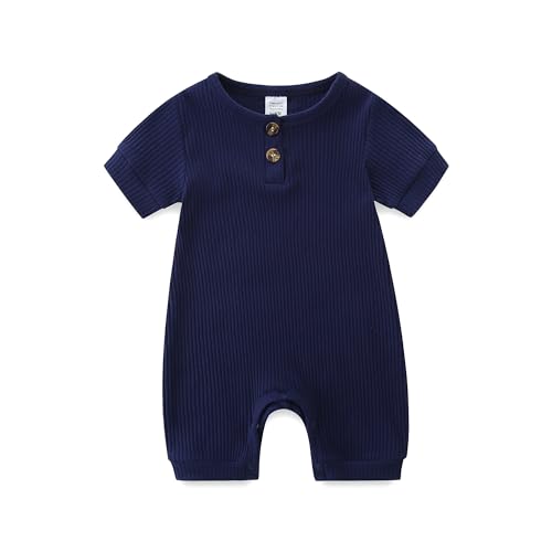KIDDLETOWN Baby Strampler Neugeborene, Unisex Kurzarm Baby Schlafanzug, Baby Kleidung Jungen Mädchen Sommer Outfit, Kurzarm Schlafstrampler Schlafanzug, Kurz Baby Schlafanzug für 0-12 Monate