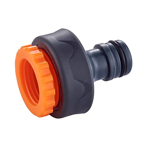 GRIFEMA GE1101 Premium Hahnverbinder für 1/2" Zoll und 3/4" Zoll, Wasserhahn Adapter mit Gewinde, Spritzfreier Wasserfluss, Frostsicher, Grau/Orange, Klein