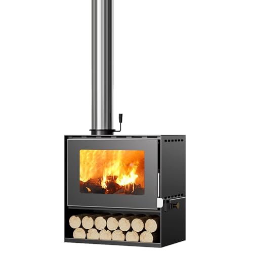 Kaminofen Aus Stahl Rollo Bereit Rechteckig Mit Raumluftunabhängig, Einfache Bedienung, Kaminofen, Heizofen, Holzheizung, Effizienter Und Umweltfreundlicher Raumheizer Mit Modernem Design