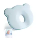 Babykissen Kopfkissen Baby Babykissen Gegen Plattkopf, 100% Baumwolle Lagerungskissen Baby, Neugeborene Memory Foam Kopfkissen, Neugeborenes Kissen für Kinder Bett, Autositz, Kinderwagen (Blau)