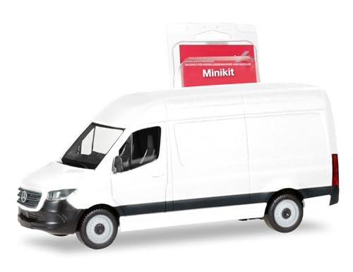 Herpa Modellbausatz Herpa Mercedes-Benz Sprinter `18 Kasten Hochdach, weiß, Miniatur im Maßstab 1:87, Sammlerstück, Kit für Modellbau, Kunststoff