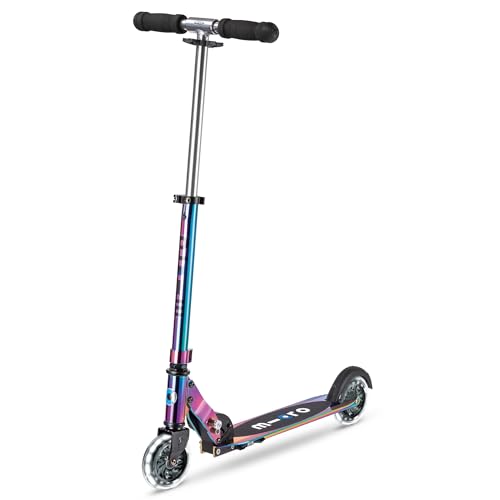 micro Sprite LED Kinder Kinderscooter | Cityroller mit LED-Rollen | klappbar und Lenker höhenverstellbar | ab 5 J. | Tretroller Farbe neochrome