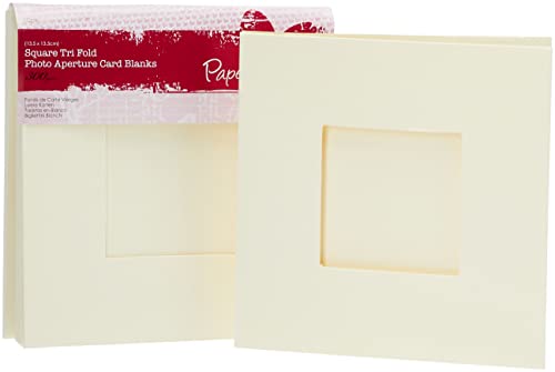 Papermania PMA150208 Quadratisch Tri Fold Foto Aperture Karte Blanks 300gsm 10Pk - Weiß cremefarben