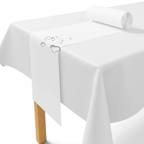Vlies Tischläufer Weiß [30cm x 25m] - Einweg Tischband als edle Tischläufer Tischdeko für Hochzeit, Kommunion, Taufe, Geburtstag, Weihnachten und Biertisch Feste