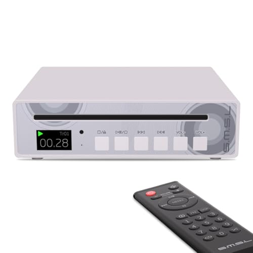 SMSL VMV PL100 High-Res Audio CD-Player, Kopfhörerverstärker mit CS43131 Chip, RCA/Optischer/Koaxialer Rohdigital/3,5mm Kopfhörerausgang, Desktop CD Transport mit Fernbedienung, Silber