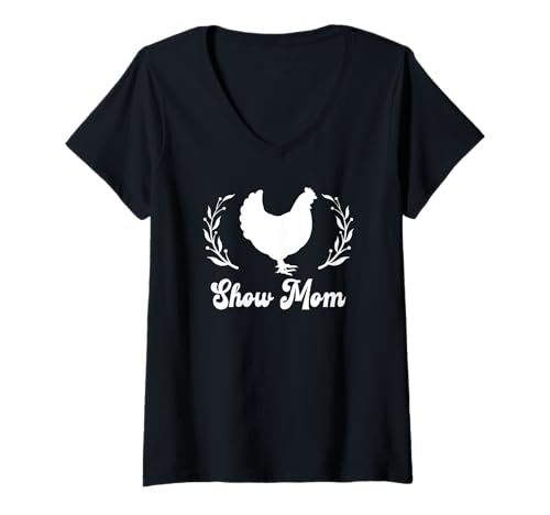 Damen Show Mama Livestock Fair Hühnchen, Hahn, Hahn, Liebe T-Shirt mit V-Ausschnitt