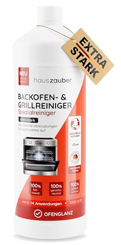 hauszauber® - Backofenreiniger [EXTRA STARK] 1000 ml Grillreiniger Gelpaste - Löst starke Verkrustungen, Eingebranntes, Fettlöser - Ohne Aufheizen, Gerüche oder Schrubben