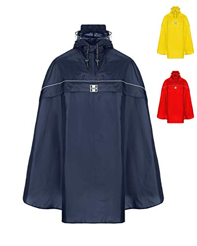 HOCK Fahrrad Regenponcho mit Kapuze inkl. Sichtfenster - Fahrradponcho Wasserdicht mit Reflektoren - Herren Damen Regenschutz - optimales Regencape zum Mitnehmen für alle Biker - Blau -XL