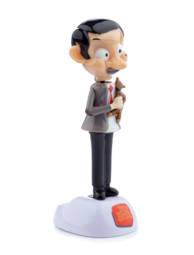 Puckator LTD. Mr. Bean mit Teddy Solar Wackelfigur schwarz/weiß/braun, Bedruckt, 100% Kunststoff.