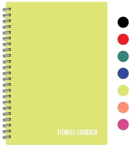 Fitness Logbuch Plastik-Cover Limette - undatiertes Workout-Tagebuch – A5-Format, dickes Papier, starke Bindung – stilvolles und minimalistisches Trainingstagebuch