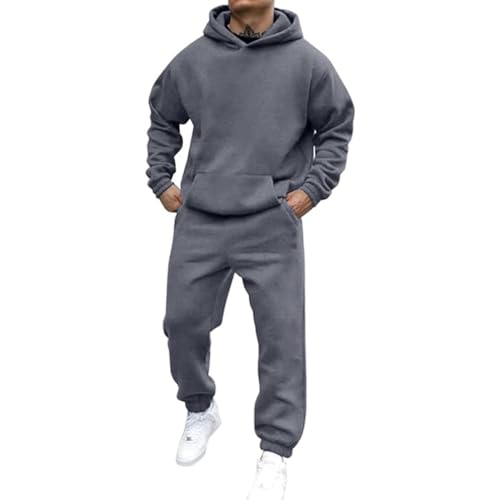 Battnot Jogginganzug Herren Sportbekleidung Trainingsanzug Herren Einfarbig Hoodie Mit Kapuze Langarm Mit Taschen Hausanzug 2-Teilig Kapuzenpullover Jogginghose Jogginganzug Set Klassisch Sportanzug