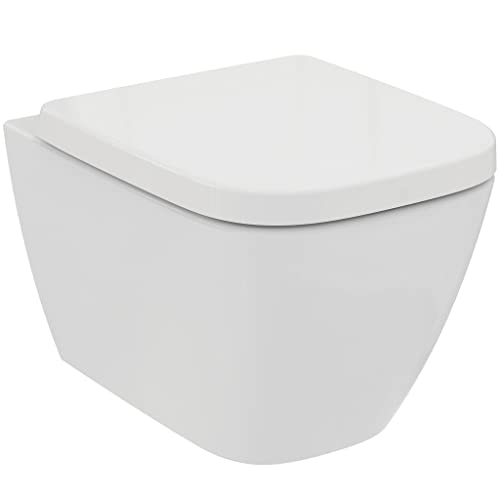 Ideal Standard T542201 WC-Paket Ideal Standard i.life S, Wandtiefspül-WC kompakt ohne Spürand (RimLS+) inkl. Wrapover WC-Sitz Softclose (Absenkautomatik) Weiß