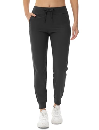 donhobo Damen Outdoorhose Jogginghose Leichter Trekkinghose Wanderhose Schnelltrocken UV-Schutz Sommerhose für Sportlich Freizeit Reise, Dunkelgrau, L