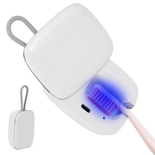 UNISOPH UV-Zahnbürsten-Desinfektionsmittel, tragbarer Mini-Zahnbürsten-Desinfektionsmittel mit Trockenfunktion, wiederaufladbarer Halter, Zahnbürsten-Sterilisator, Zahnbürstenreiniger für Zuhause