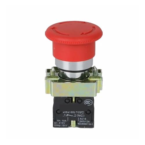 1pcs NC Momentary Latching 22mm XB2-BS542 Red Mushroom Emergency Stop Push Button Switch Zb2-be102 Equipment Lift Elevat(Locking)