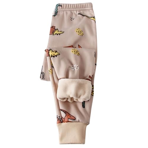 XINYUNZU Kinder Thermohose Gefütterte Hose Winterhose Kuschel Jogginghose Thermo Leggings Elastische Taille Sporthose Warme Hosen für Jungen und Mädchen Tages Angebote Sale Khaki 7 Jahre