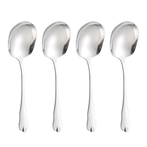 Servierlöffel, 4er-Set Servierlöffel aus Edelstahl, Servierbesteck, Dessertlöffel, Salatlöffel, ideal zum Portionieren von Speisen in Restaurants und bei Familienfeiern(SIZE:20.8 cm x 6 cm)