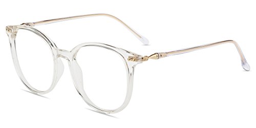 Firmoo Blaulichtfilter Brille für Damen Herren ohne Sehstärke Anti Blaulicht UV Schutzbrille TR Vollrandbrille gegen Augenbelastung Entspiegelte Nerdbrille (Transparent)