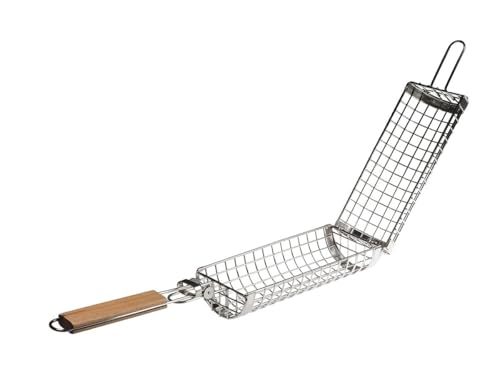 Flame Fox - Hochwertiger Grillkorb Edelstahl 1 Stück I Ideal zum Grillen von Gemüse, Fleisch & Fisch I Langlebiger Grill Basket zur einfachen Zubereitung