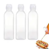 ChAusa 3 Stück Squeeze Flasche, 300ml Squeeze Ölspender Flaschen, Plastik Quetschflasche mit Kappen, Kein Leck Condiment Flaschen für Ketchup, Scharfe Soße, Olivenöl, Saucenflasche